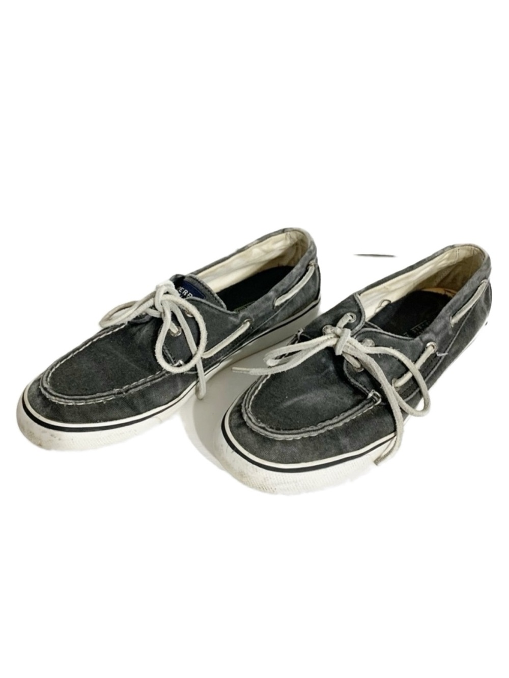 Sperry Topsider Biscayne Gray Washed Light Fade Canvas Lace Up Classic Boat Shoe